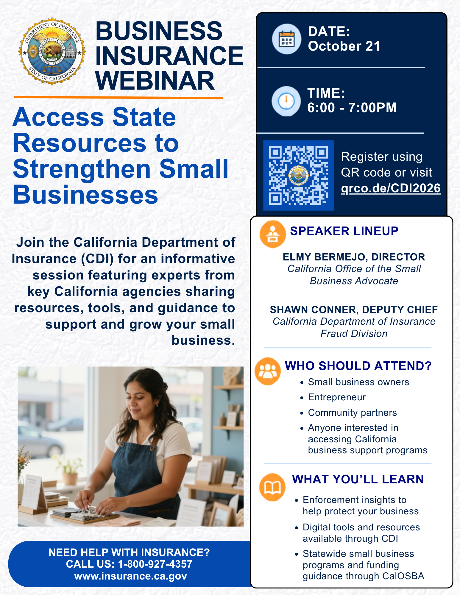 flyer for business insurance webinar 
